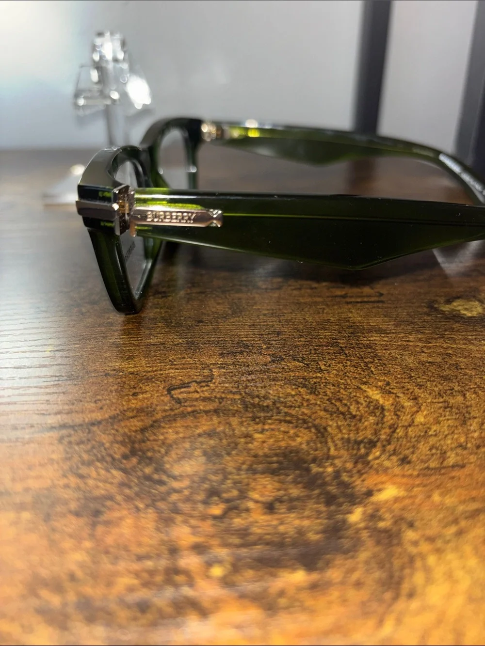 Burberry Green Rectangular Acetate Sunglasses